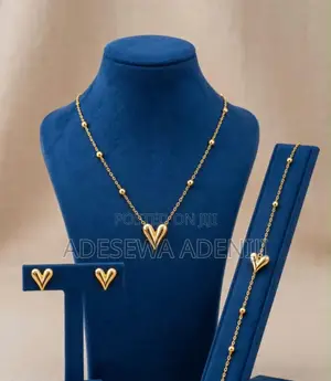 Love Heart Stainless Steel Matching Necklace, Earrings & Bracelets