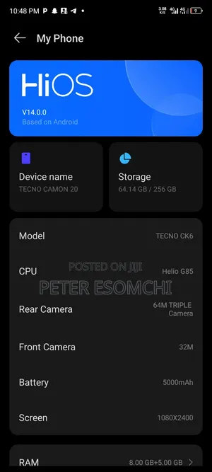 Tecno Camon 20 256 GB Blue