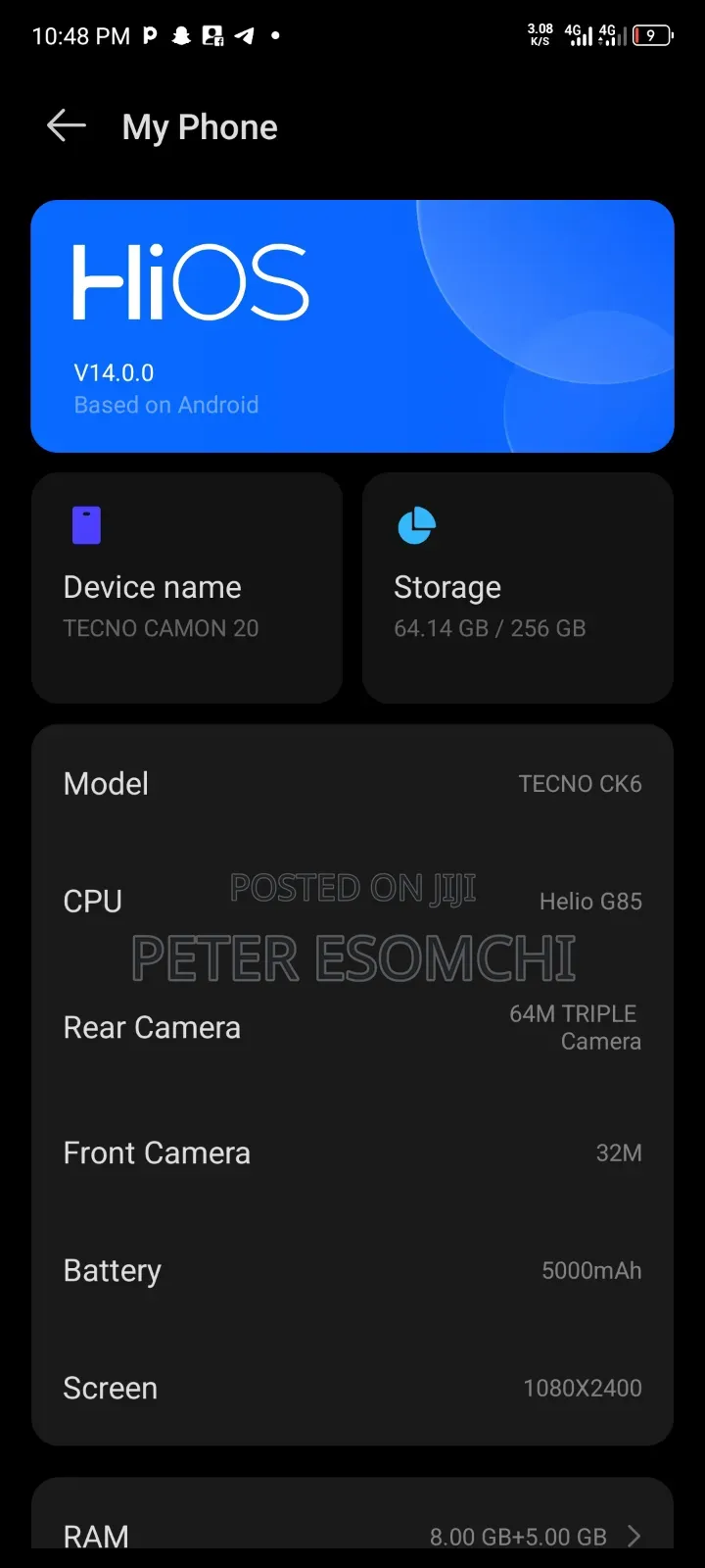 Tecno Camon 20 256 GB Blue