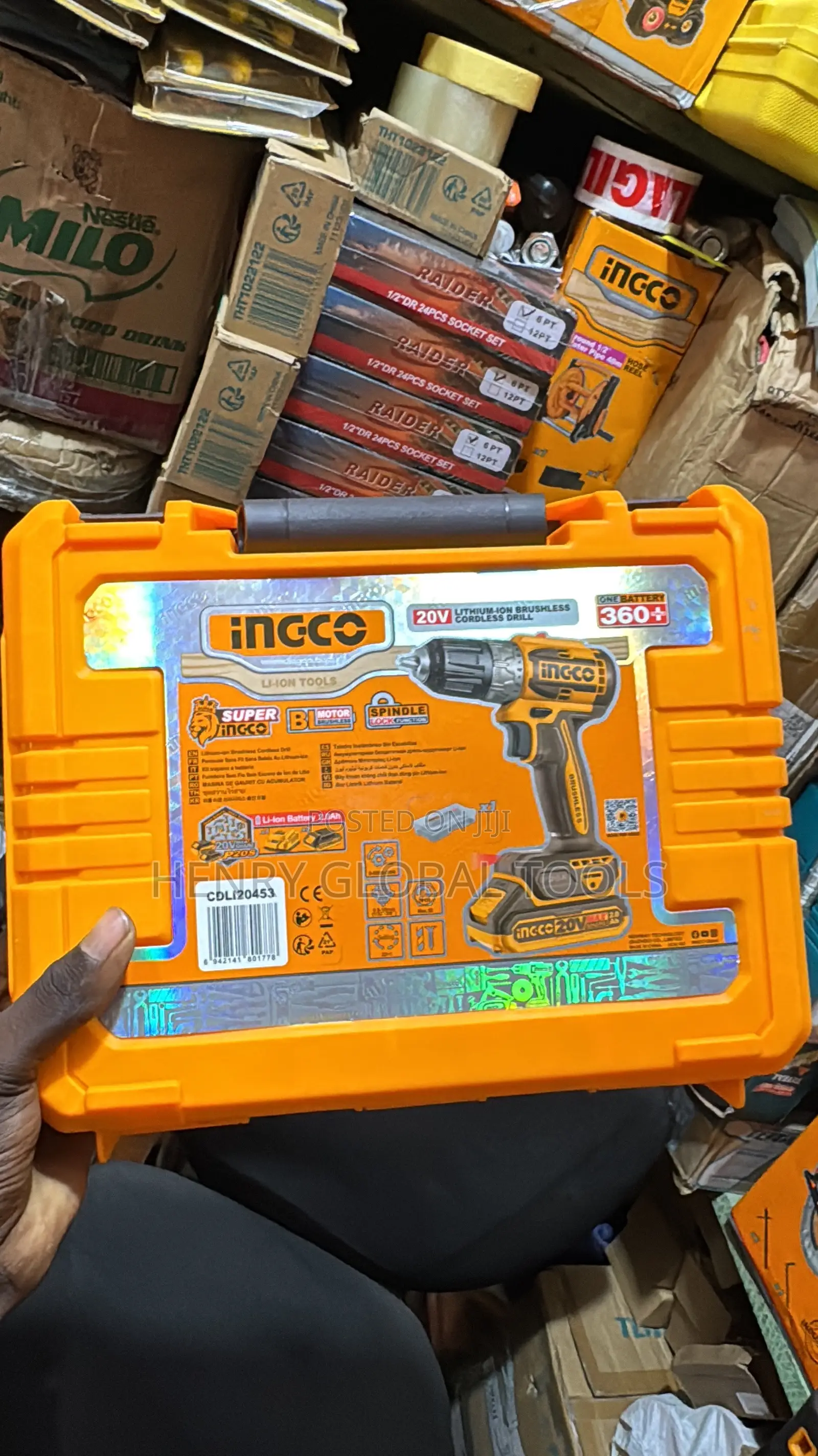 INGCO 20V Brushless Cordless Drill – Model CDLI20453