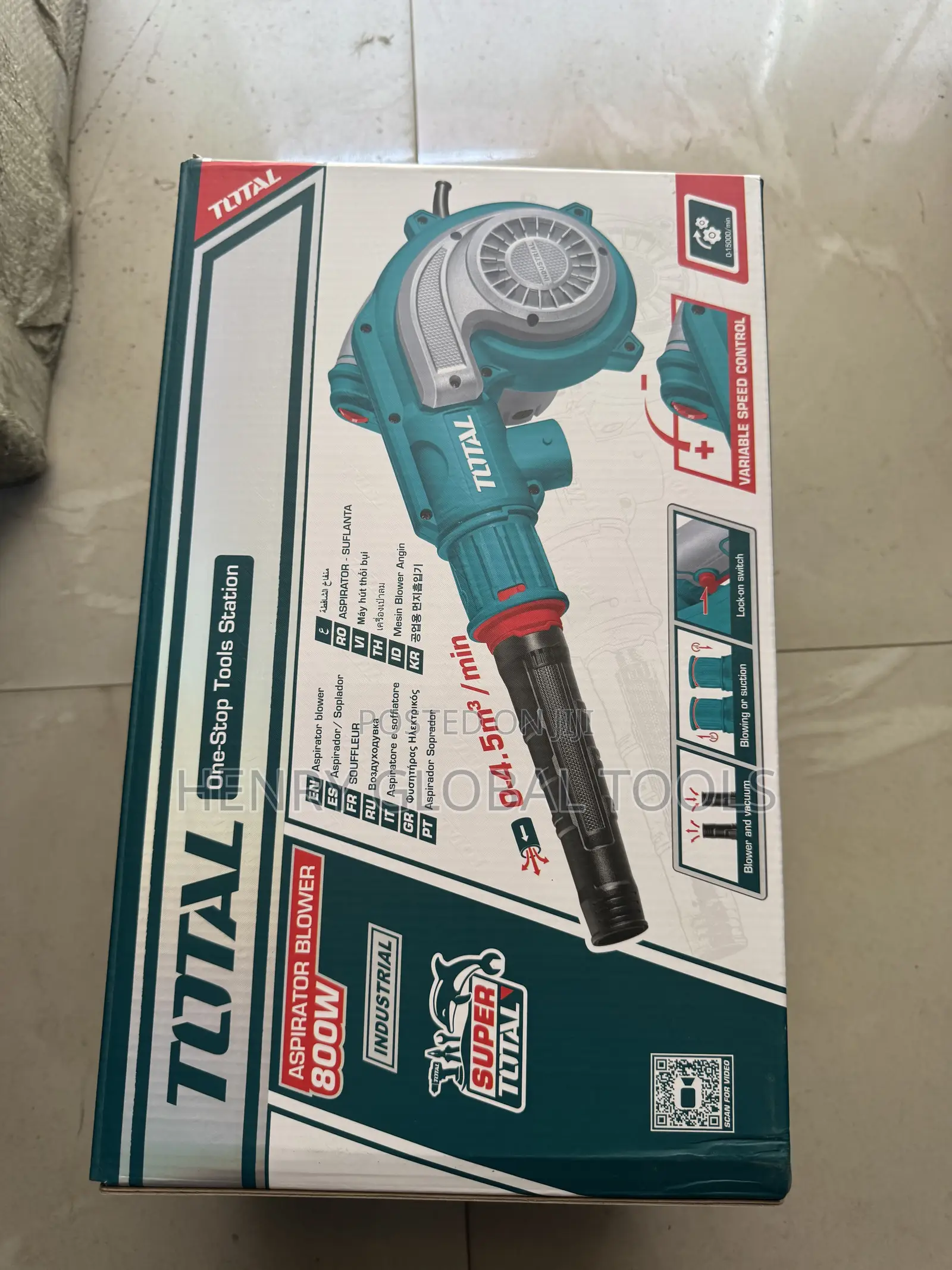 TOTAL 800W Industrial Aspirator Blower – Variable Speed Control
