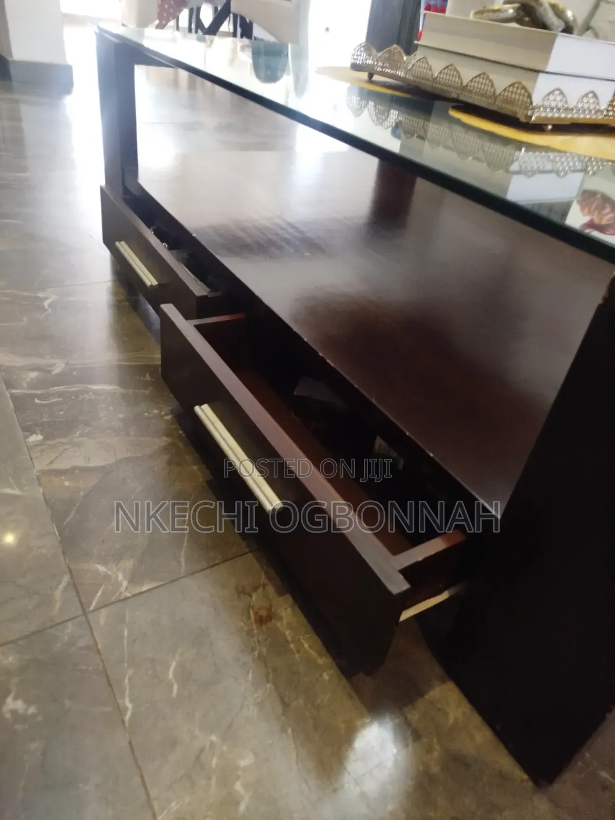 Solid Wood Centre Table With Solid Glass
