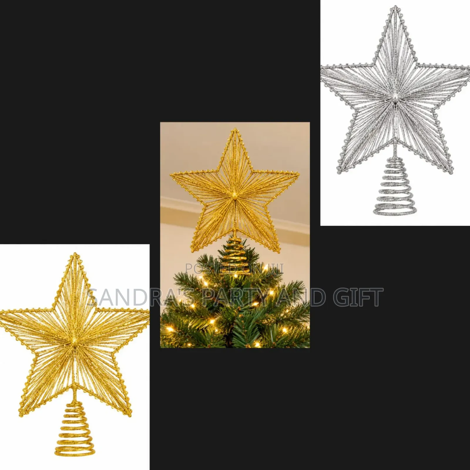 Gold and Silver Christmas Tree Star Topper