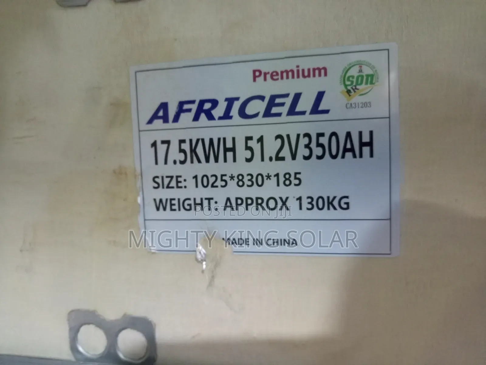 17.5kwh Africell Lithium Iron Battery Flat