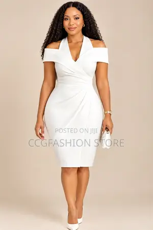 Fitted Stretchy White Gown