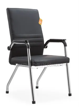 Black Office Visitors Chair With Chrome Metal Frame