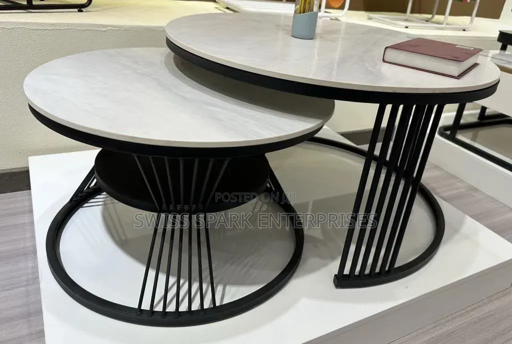 2-in-1 Luxury Nesting Center Table - Round Marble Coffee Table Set