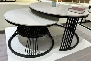 2-in-1 Luxury Nesting Center Table - Round Marble Coffee Table Set