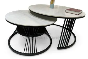 2-in-1 Luxury Nesting Center Table - Round Marble Coffee Table Set