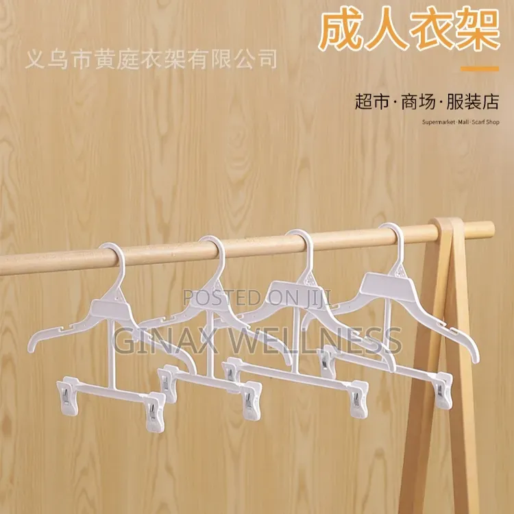 Children's Plastic Clothes Hanger With Strong Trouser Clips (10pieces)