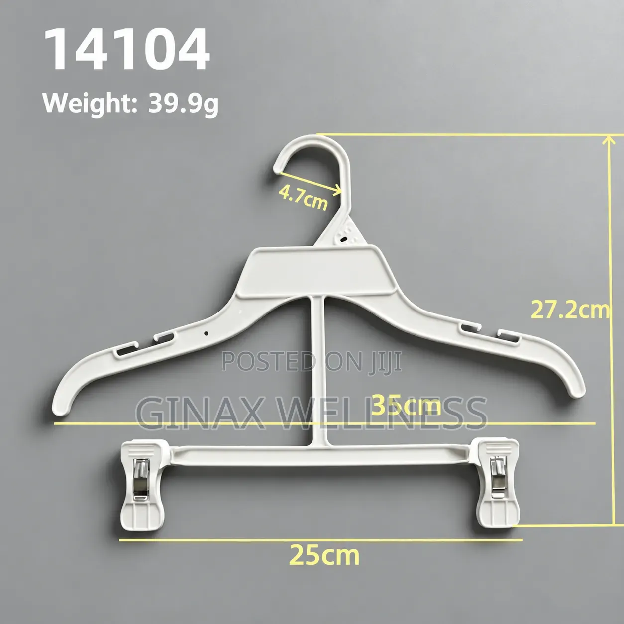 Children's Plastic Clothes Hanger With Strong Trouser Clips (10pieces)