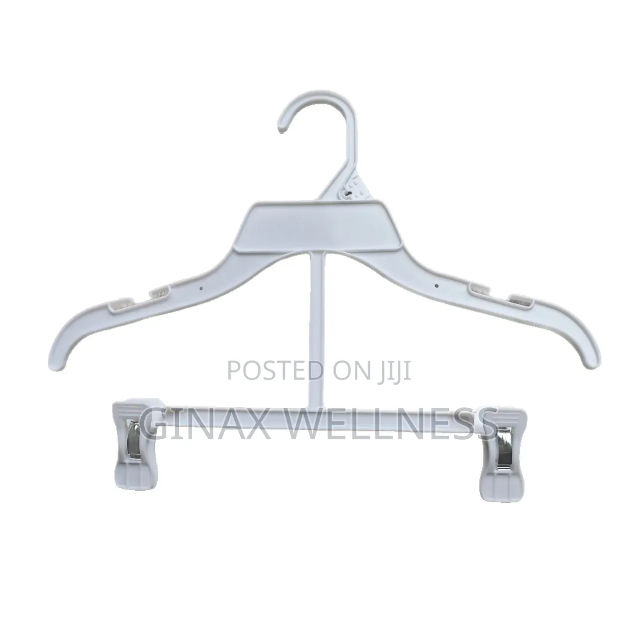 Children's Plastic Clothes Hanger With Strong Trouser Clips (10pieces)
