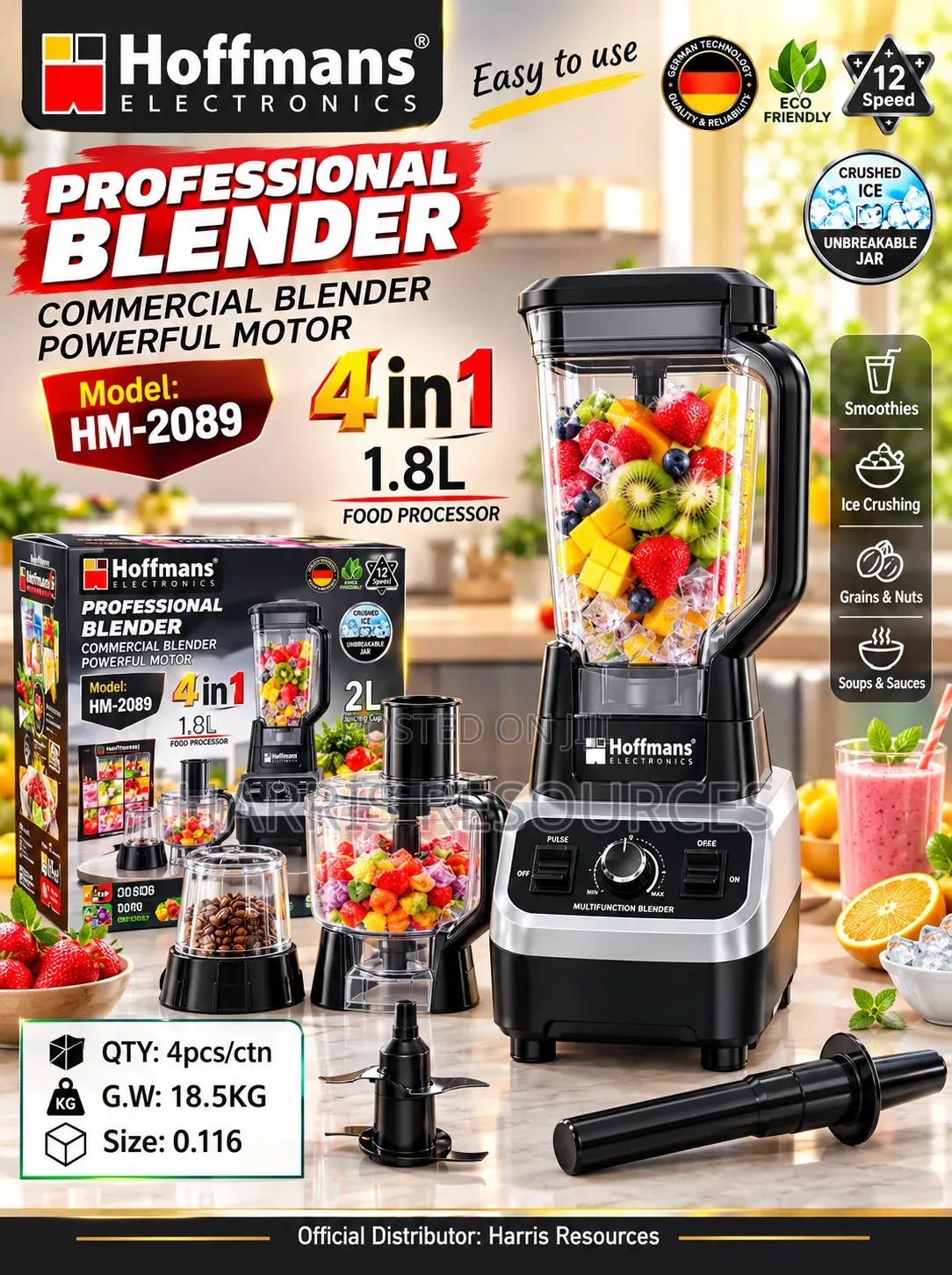 Hoffmans Hm-2089 Multifunctional Wall Breaking Commercial Blender.