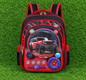 Kids’ 3D Racing Car School Backpack – Red and Black