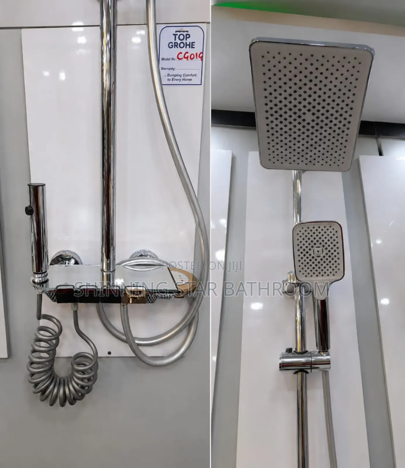 Chrome Standing Shower With Rainfall