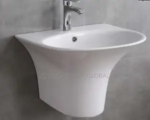 Wall-Mounted Ceramic Wash Basin With Pedestal