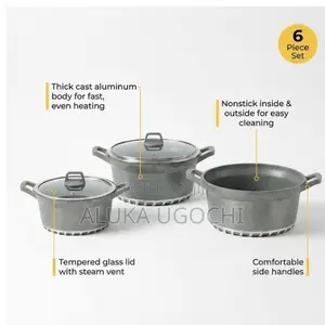 BROCOOK 6 Piece Cast Non Stick Cookware Set With Lids 20 24 28 Cm
