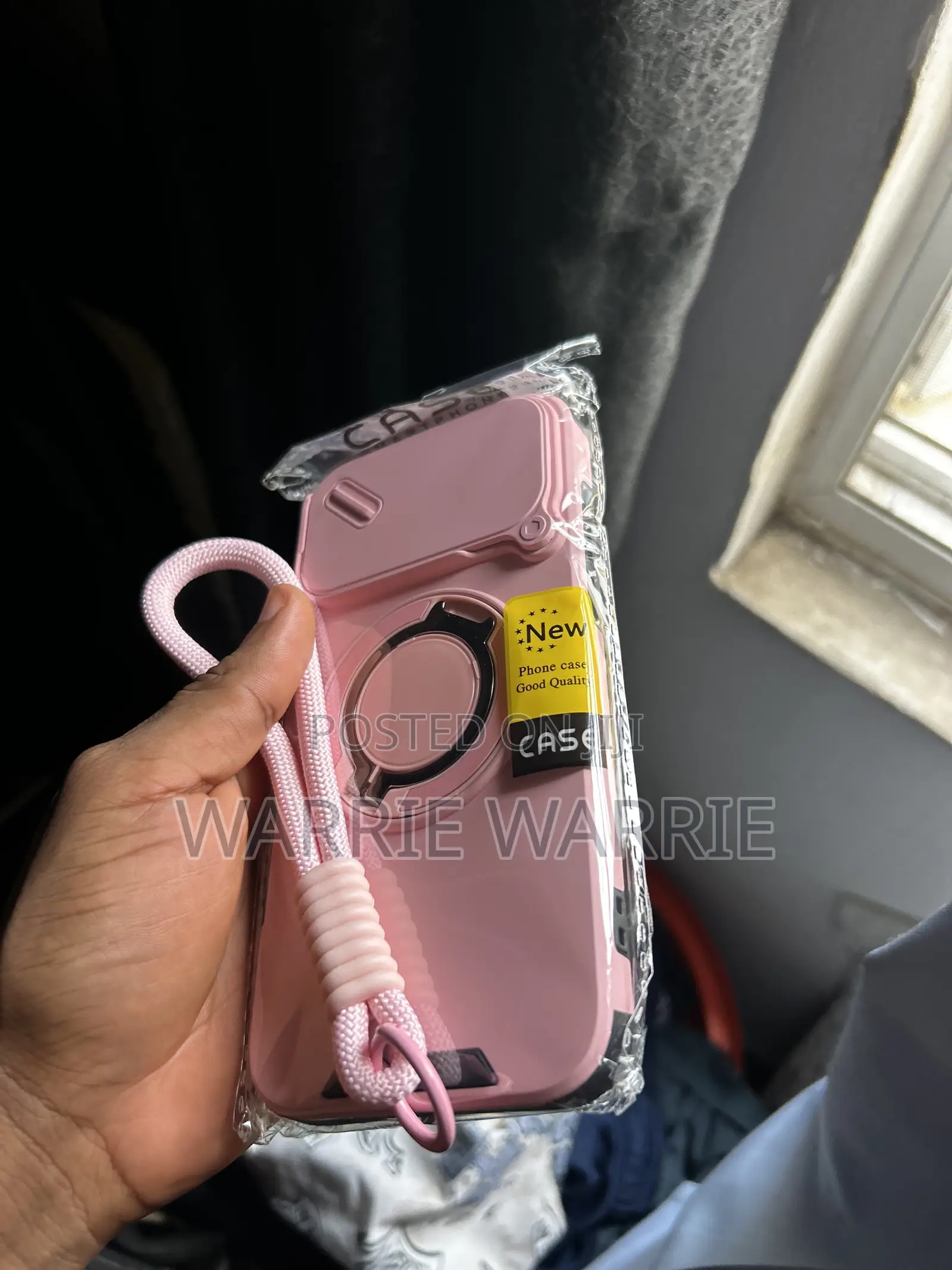 iPhone 17 Pro Max Phone Case (Pink, Camera Protector With Short Strap)