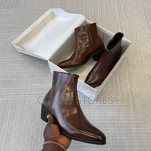 High Quality Heeled High-Block Pointed Split Leather Boot Brown
