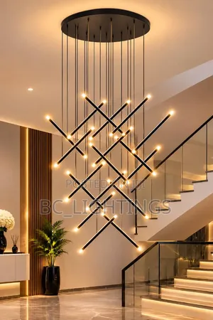 Modern Led Large Chandeliers for Staircase Living Room Creative Lamps