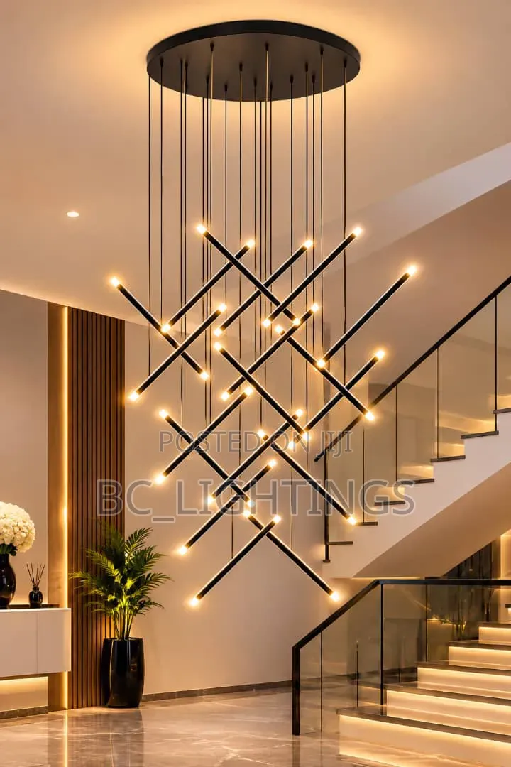 Modern Led Large Chandeliers for Staircase Living Room Creative Lamps
