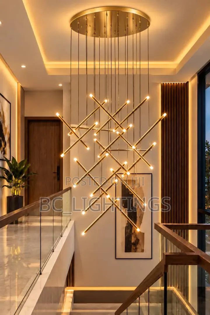 Modern Led Large Chandeliers for Staircase Living Room Creative Lamps