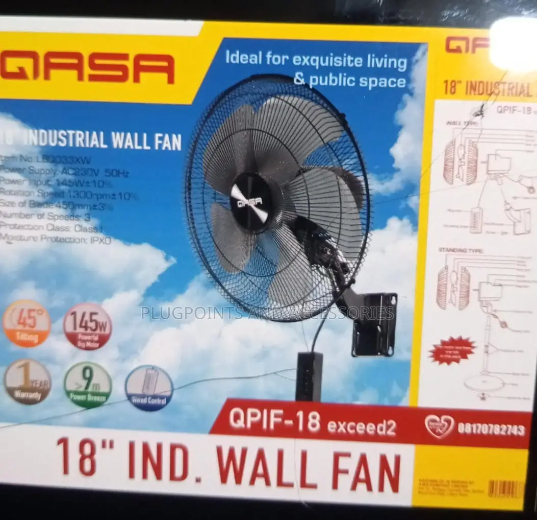 Qasa Industrial Wall Fan 18”