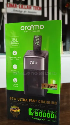 Oraimo 85w Ultra Fast Charging Laptop Power Bank 50,000mah