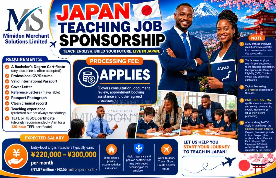 Japan Teaching Job Sponsorship.