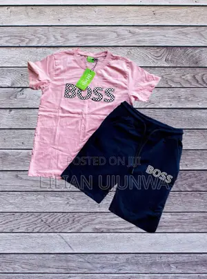 BOSS 2pcs Set for Girls Age 7yrs - Pink Top & Navy Blue Short
