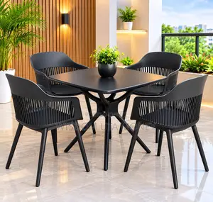 Elegant Black Dining Table Set With 4 Modern Chairs for Home