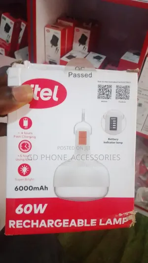 Original Itel 60W Rechargeable Bulb Lamp -6000mAh Battery & Fast Charg