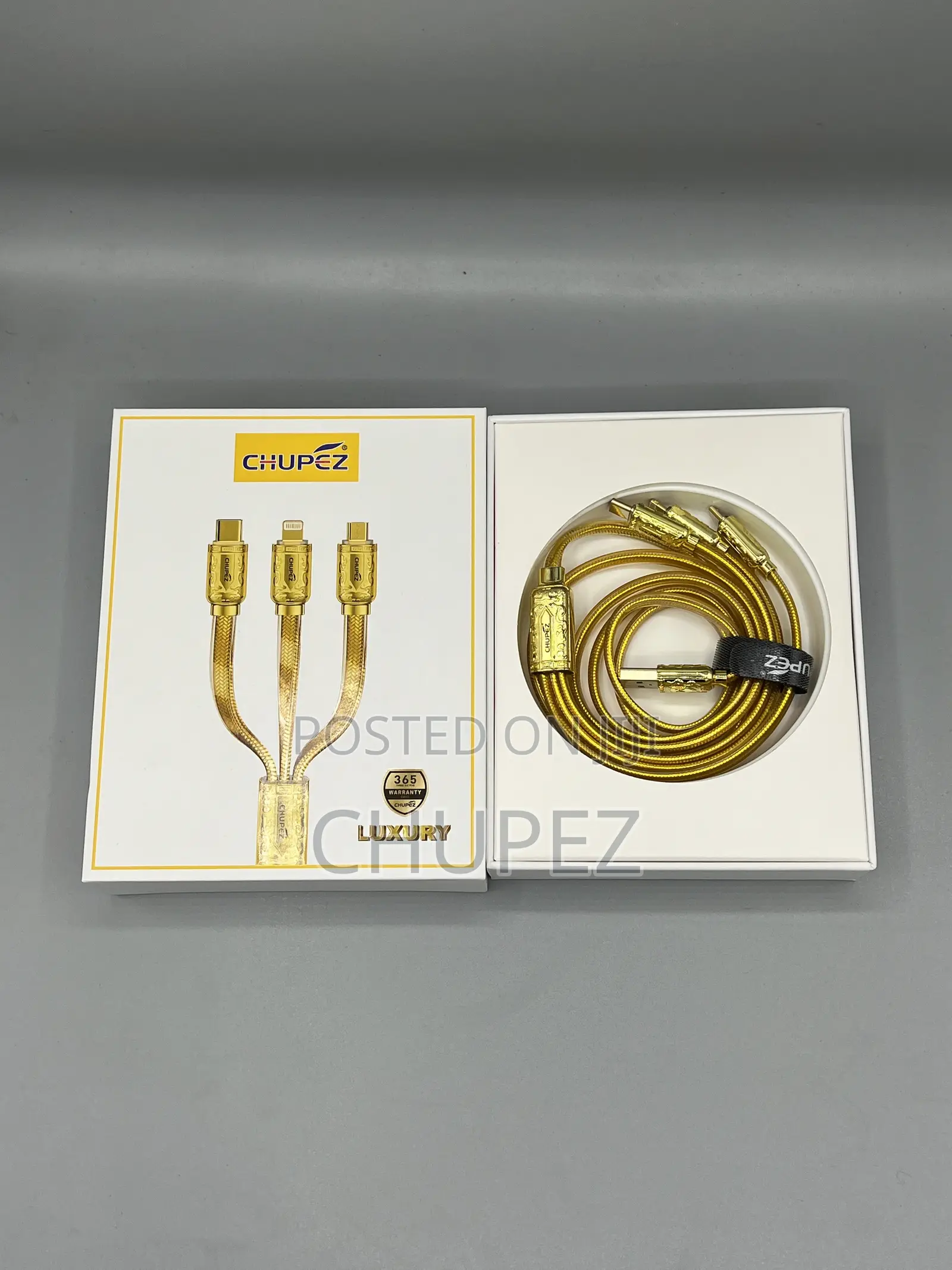 Original Chupez Gold 3 in 1 Fast Charging Cable 6A⁠