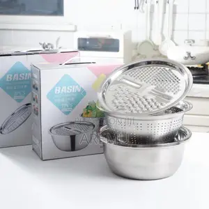 Multifunctional Stainless Steel 3 in 1 Vegetable/Fruit Bowl