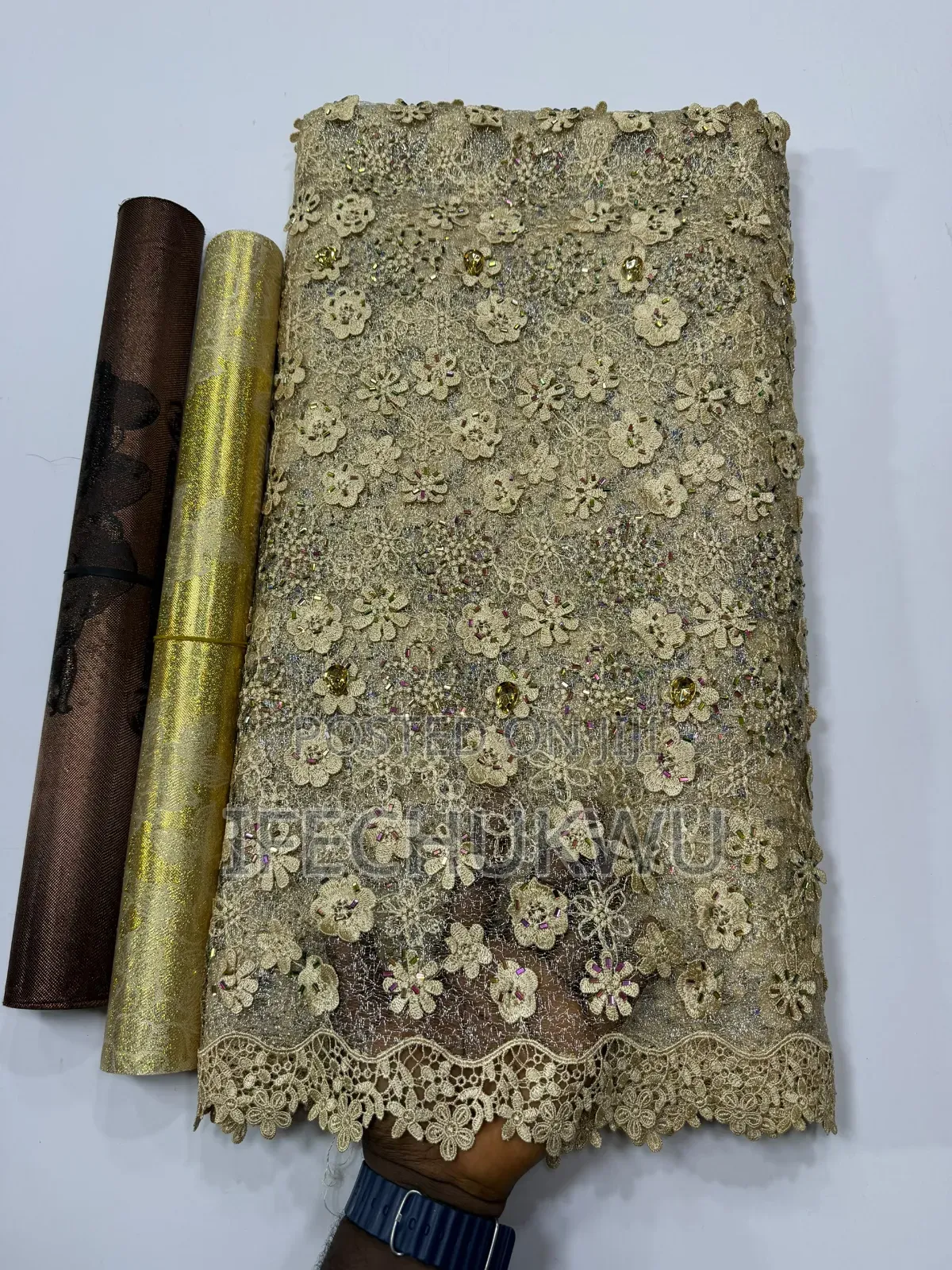 3D Beaded Mesh Lace