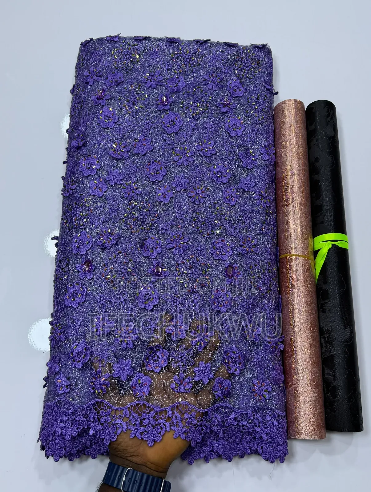 3D Beaded Mesh Lace