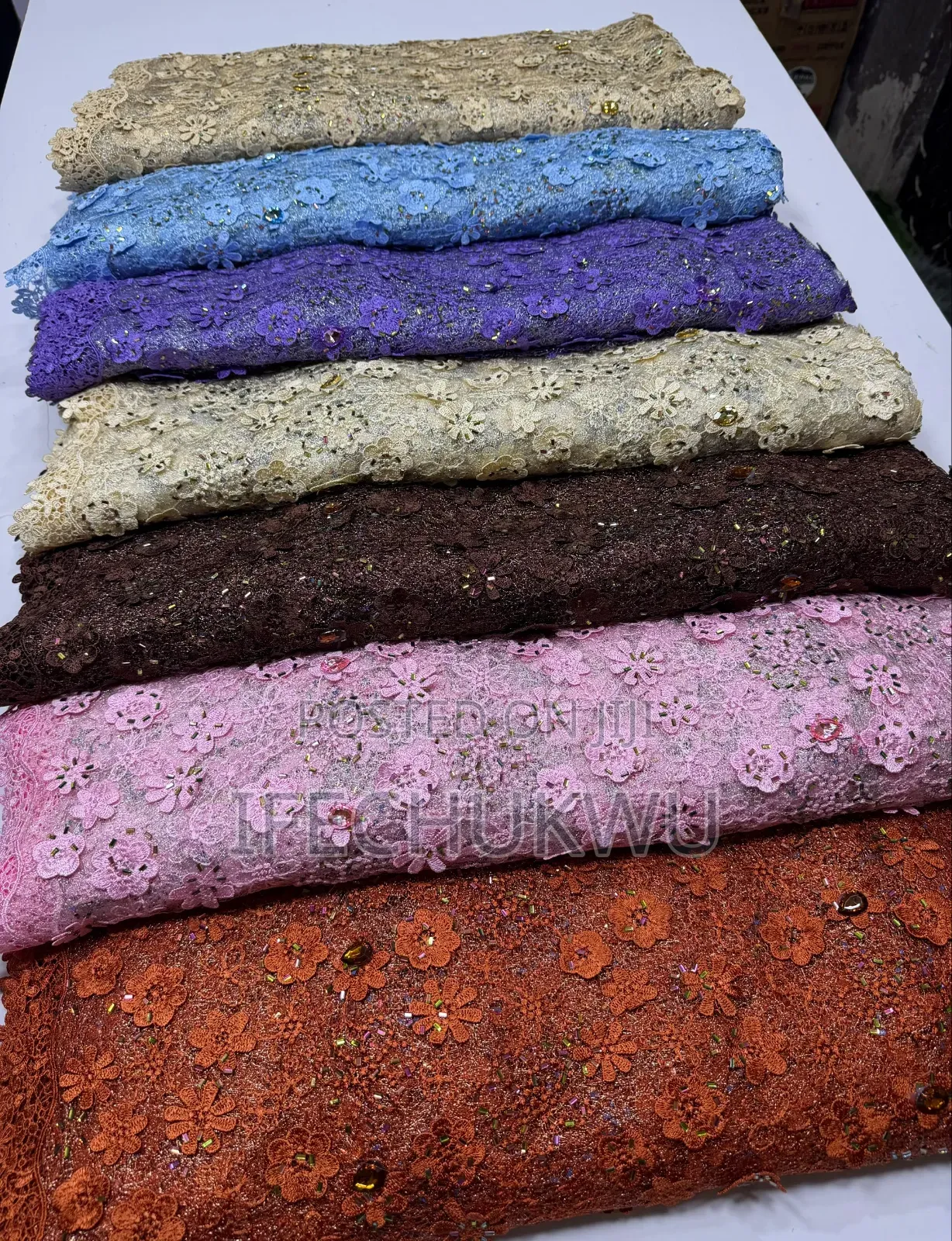 3D Beaded Mesh Lace