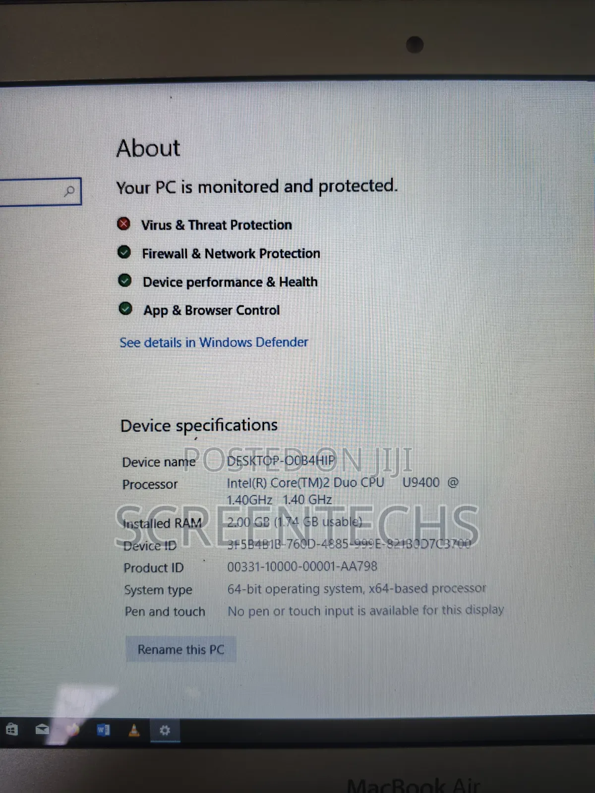 Laptop Apple MacBook Air 2010 2GB Intel Core 2 Duo SSD 60GB
