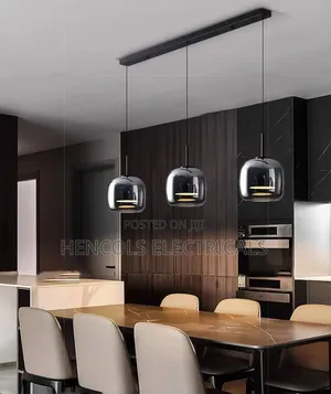 Modern Smoked Glass Triple Pendant Chandelier