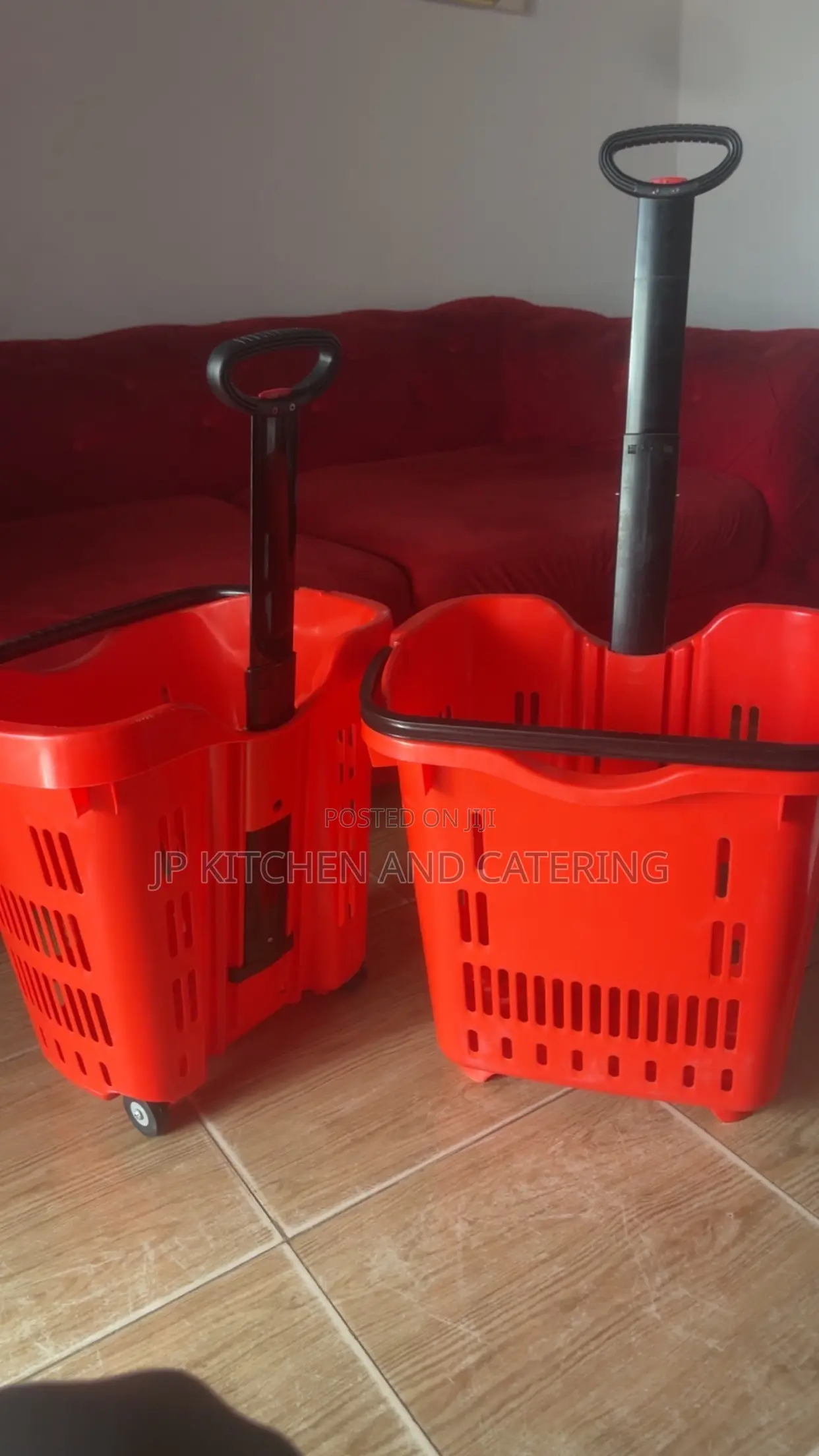 Plastic Shopping Basket Trolley With Wheels and Handle