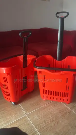 Plastic Shopping Basket Trolley With Wheels and Handle