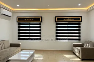 Luxury Plain Black Day & Night Blind With Gold Pelmet Board