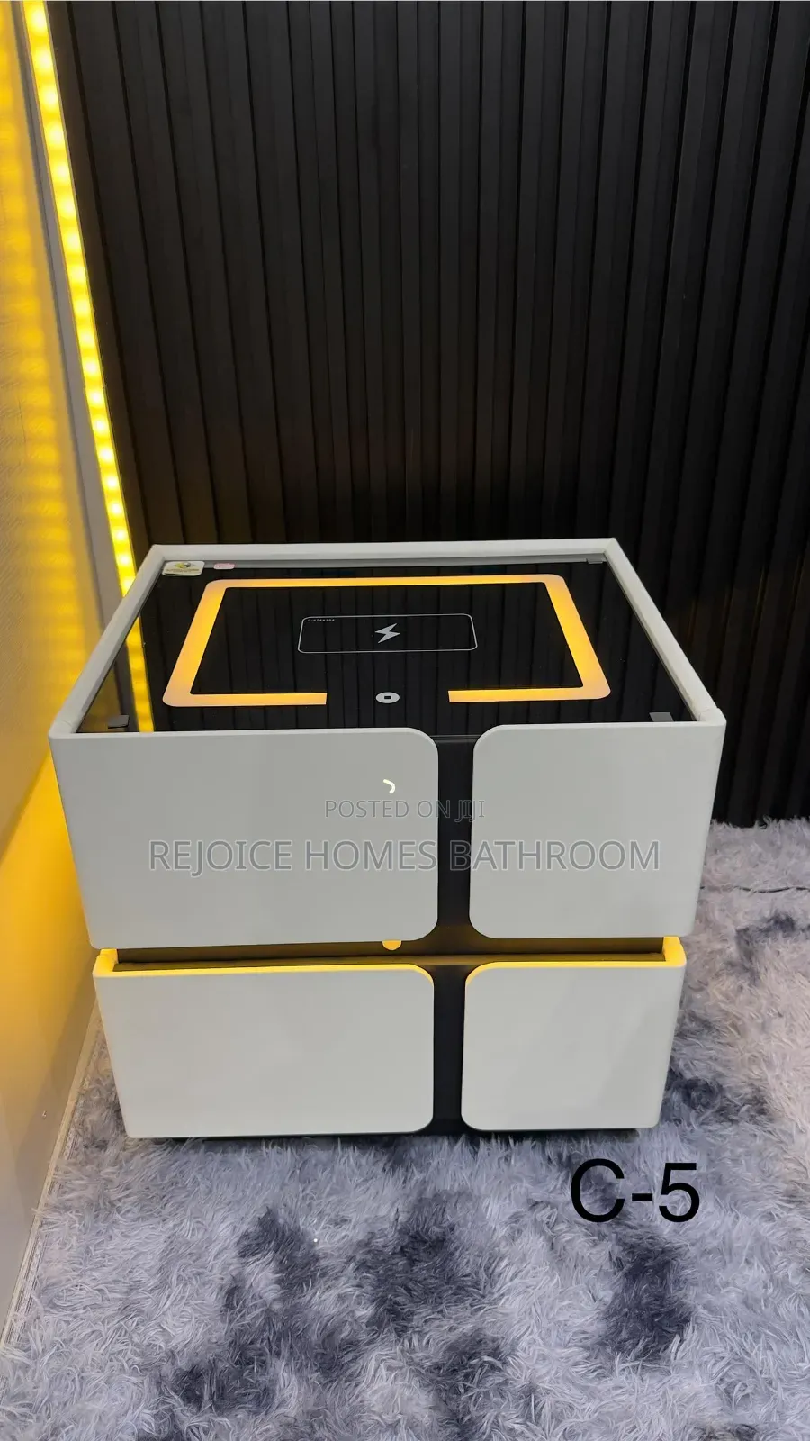 Smart Bedside Table / Nightstand With Wireless Charging & Light