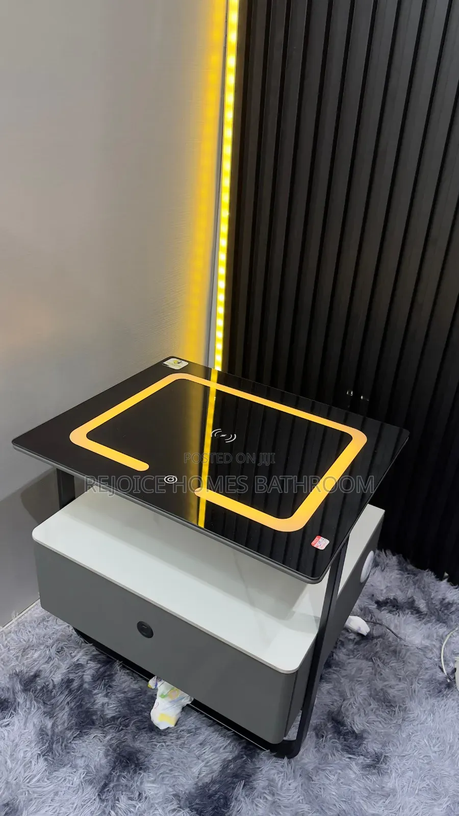 Luxury Smart Bedside Table With Wireless Charging & Storage Drawer