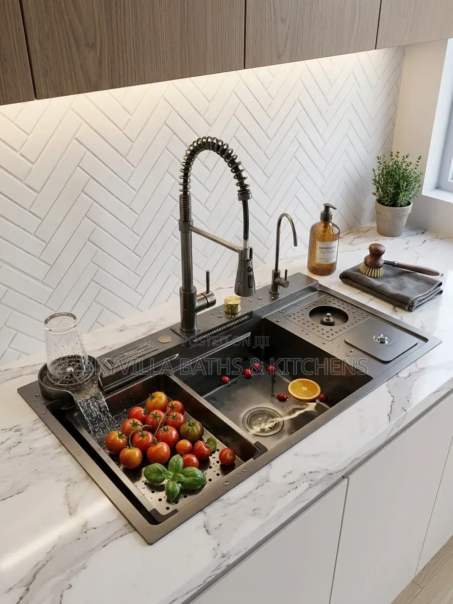 Multi-Functional Workstation Kitchen Sink - Black Stainless Steel