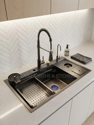 Multi-Functional Workstation Kitchen Sink - Black Stainless Steel