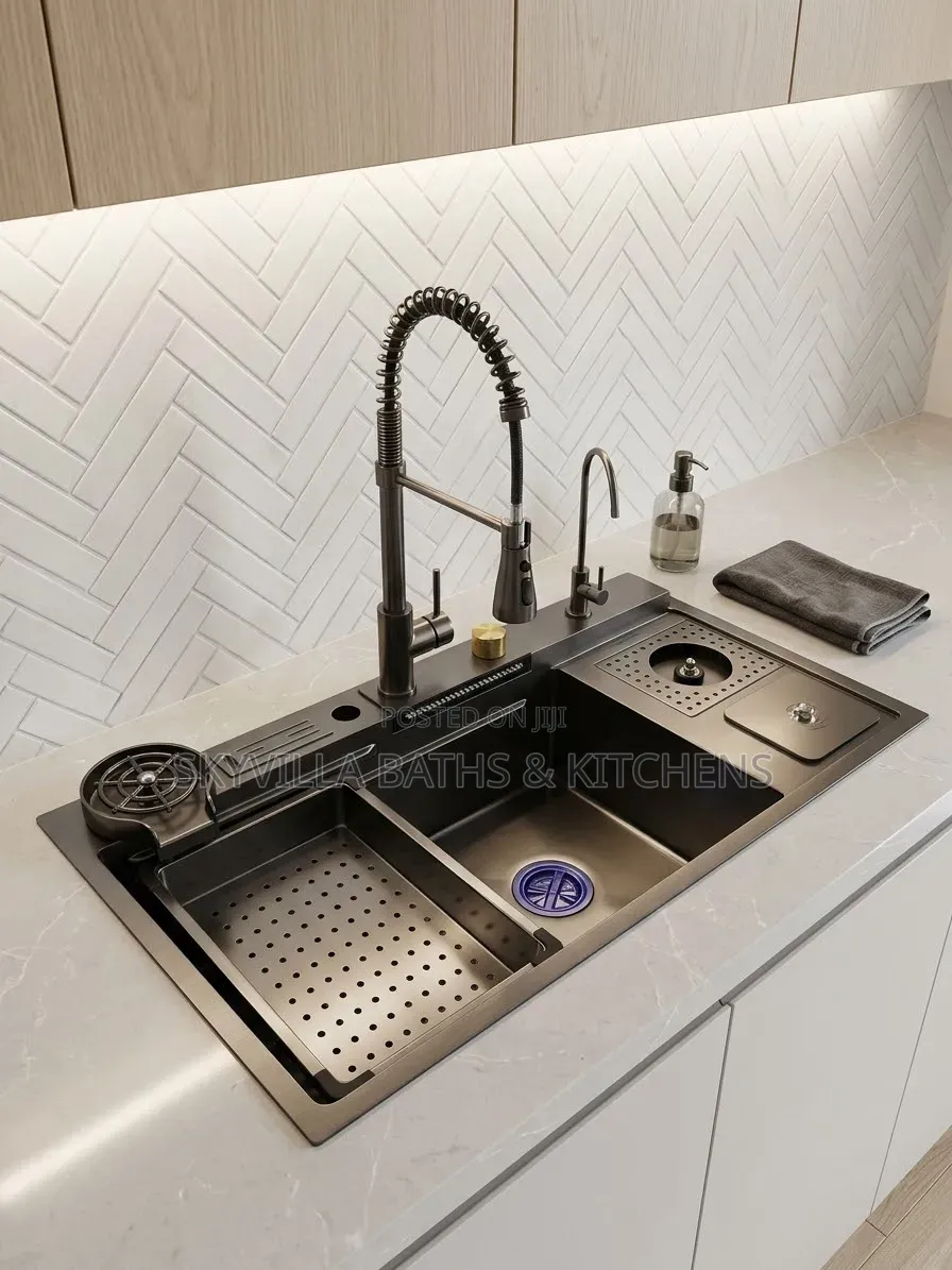 Multi-Functional Workstation Kitchen Sink - Black Stainless Steel