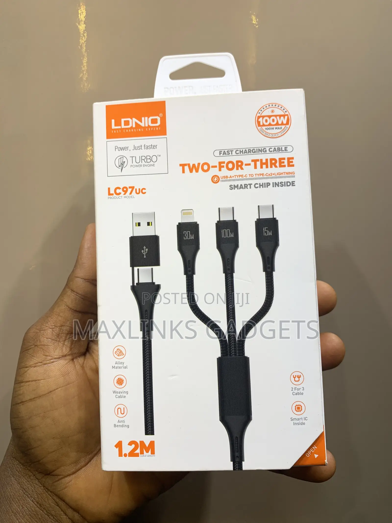 LDNIO Turbo Charger Cable ( Two for Three)