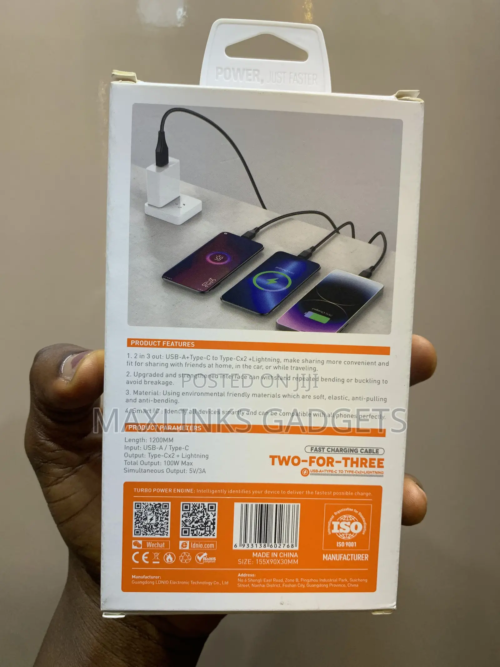 LDNIO Turbo Charger Cable ( Two for Three)