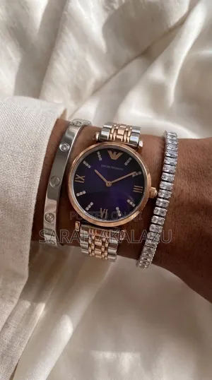 Two Tone 3 Piece Wristwatch and Bracelets Jewelry Gift Set